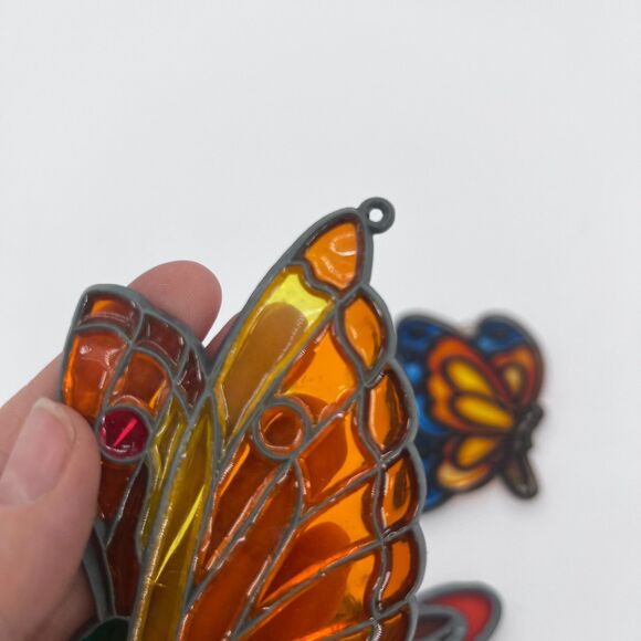 Lot of 3 Butterfly Suncatchers Stained Glass Look Colorful Window Decoration - Picture 6 of 6